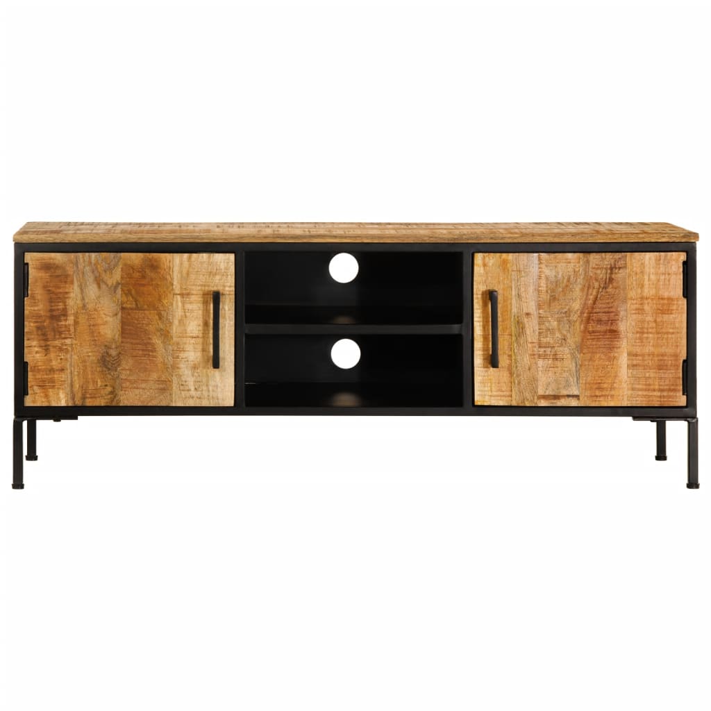 Meuble Tv 110X35X40 Cm Bois Massif De Manguier Brut