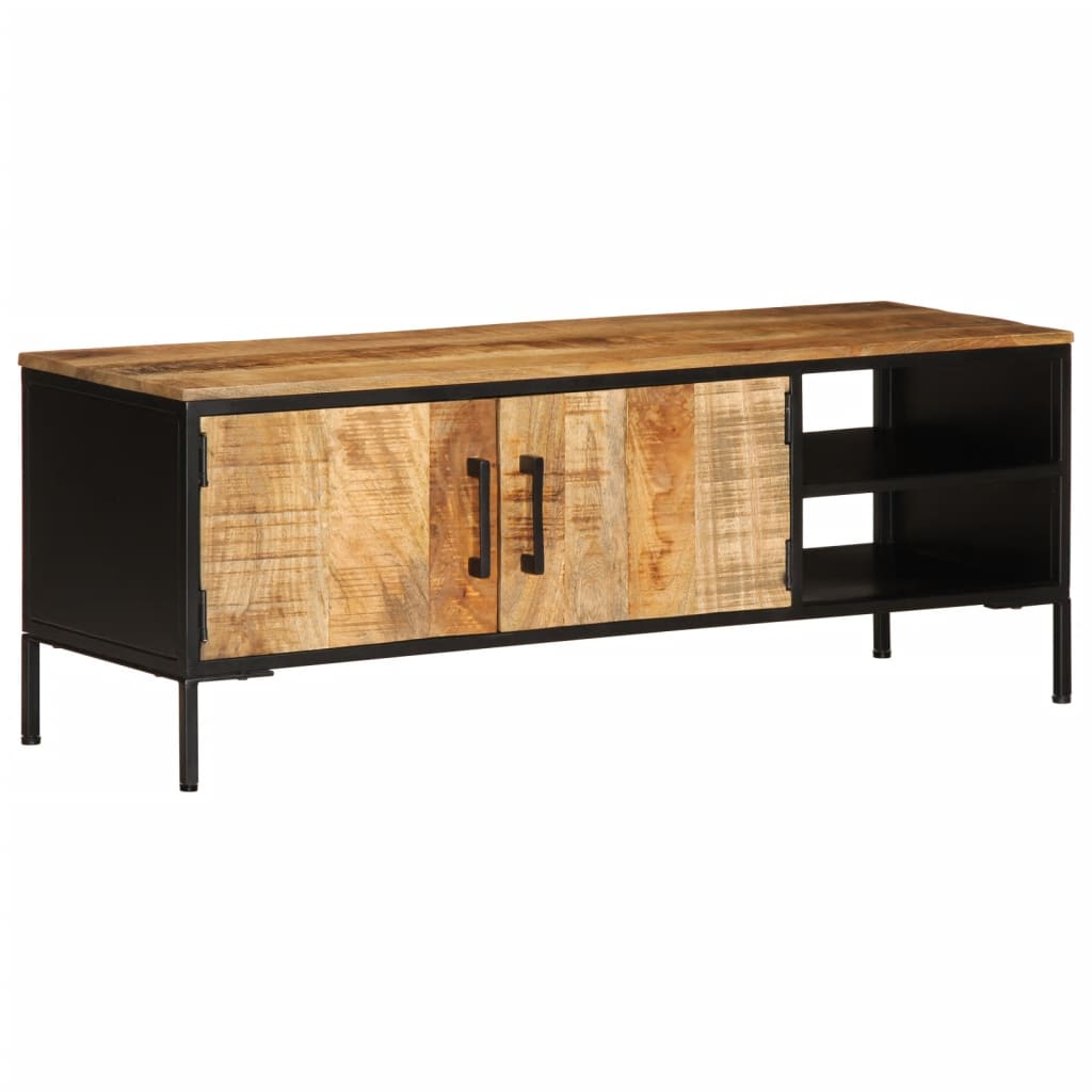 Meuble Tv 110X35X40 Cm Bois Massif De Manguier Brut