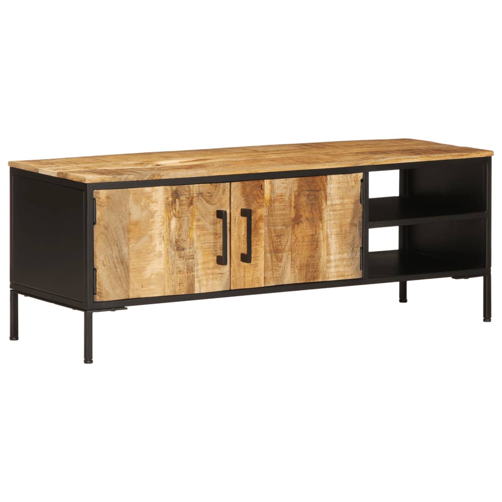 Meuble Tv 110X35X40 Cm Bois Massif De Manguier Brut