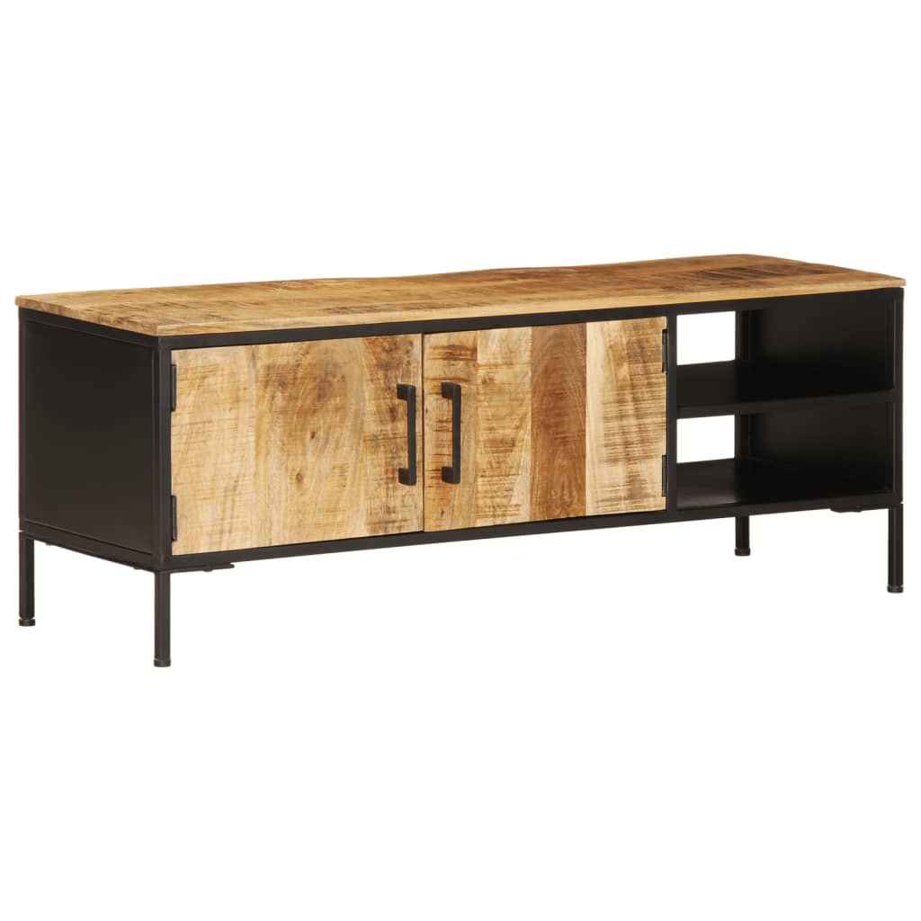 Meuble Tv 110X35X40 Cm Bois Massif De Manguier Brut