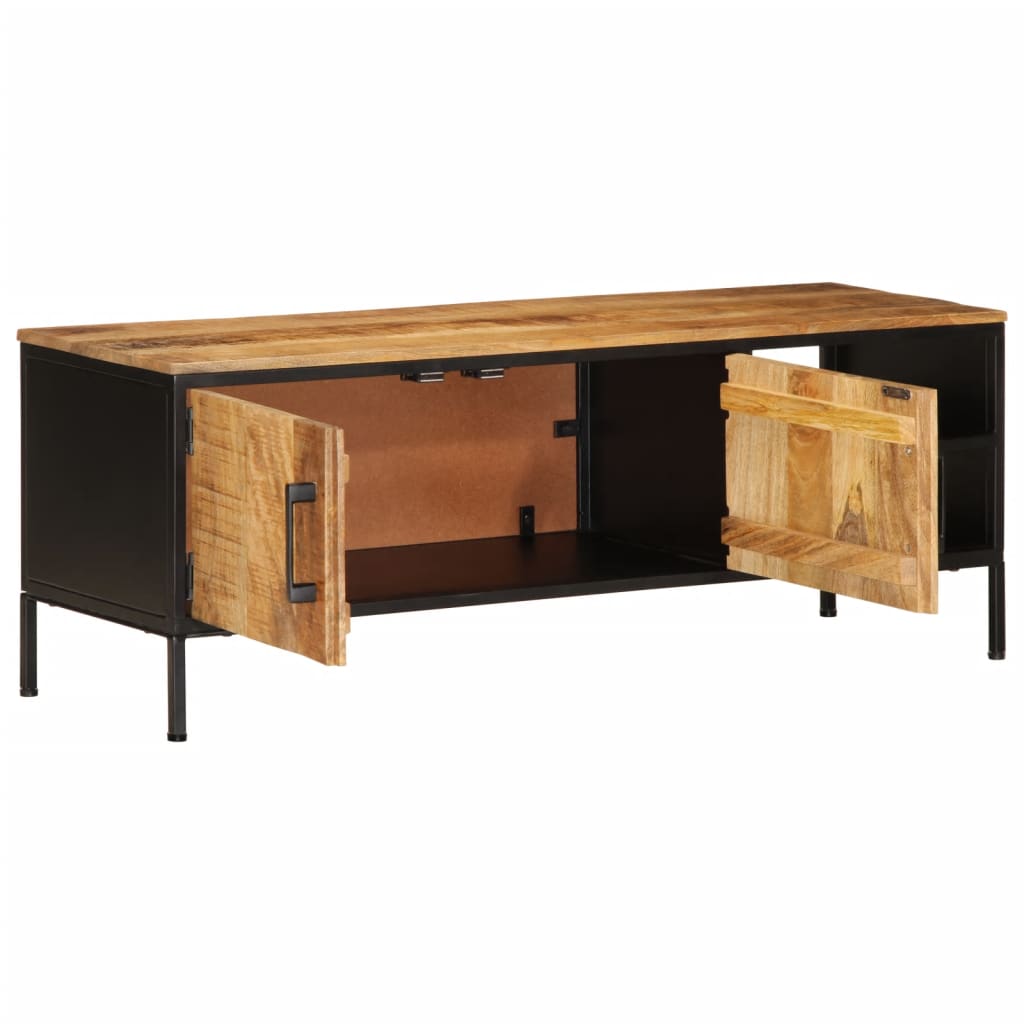 Meuble Tv 110X35X40 Cm Bois Massif De Manguier Brut