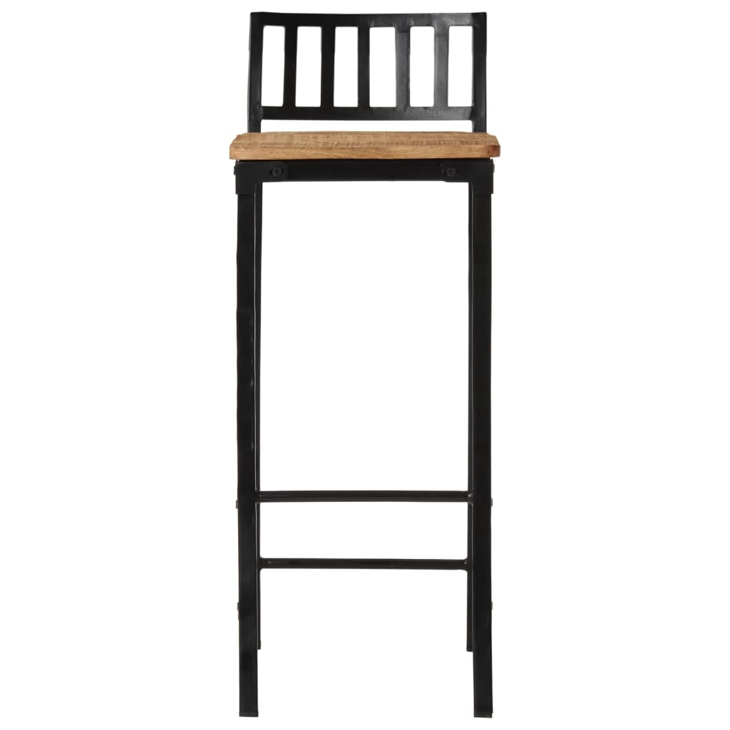 Ensemble De Bar 7 Pcs Bois De Manguier Brut Massif Et Métal