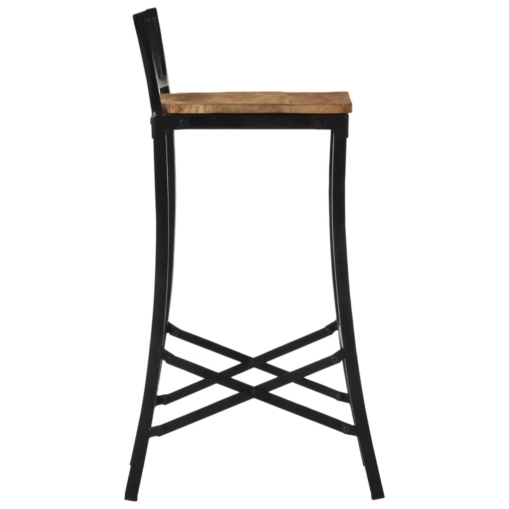 Ensemble De Bar 7 Pcs Bois De Manguier Brut Massif Et Métal