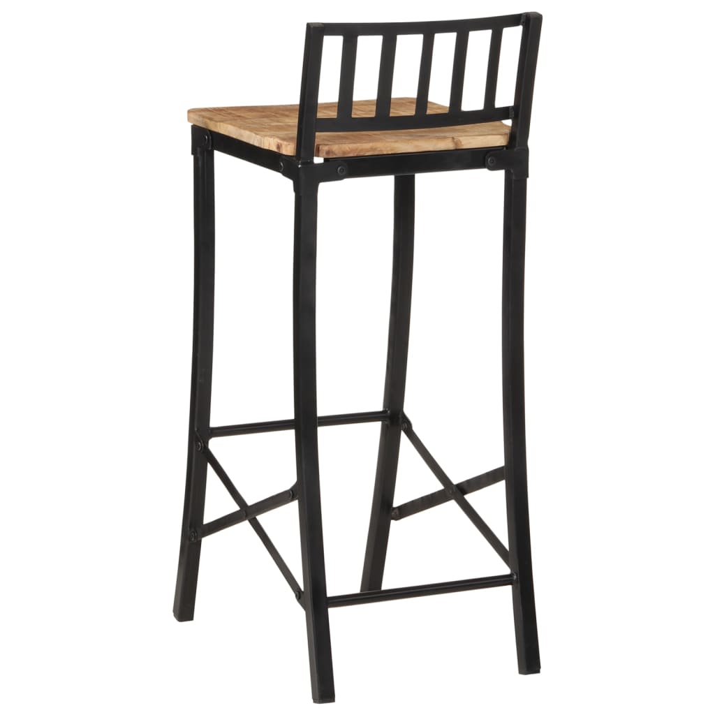 Ensemble De Bar 7 Pcs Bois De Manguier Brut Massif Et Métal