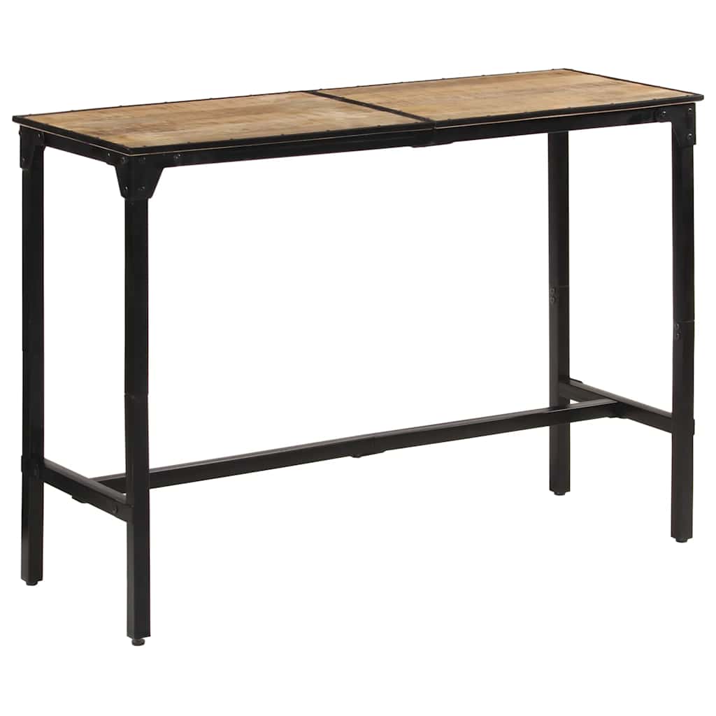 Ensemble De Bar 7 Pcs Bois De Manguier Brut Massif Et Métal