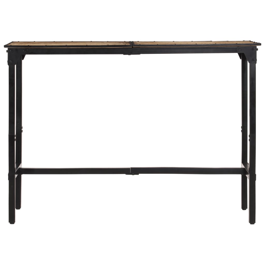 Ensemble De Bar 7 Pcs Bois De Manguier Brut Massif Et Métal
