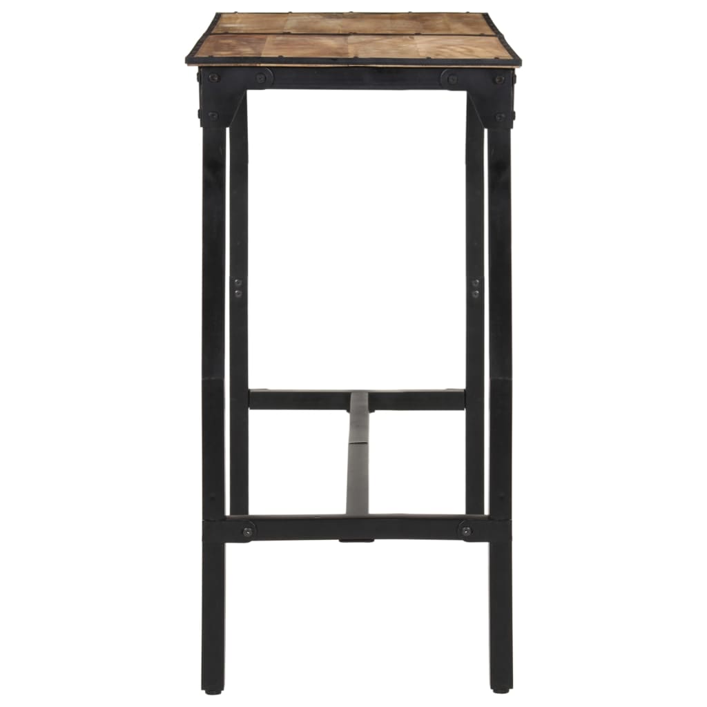 Ensemble De Bar 7 Pcs Bois De Manguier Brut Massif Et Métal