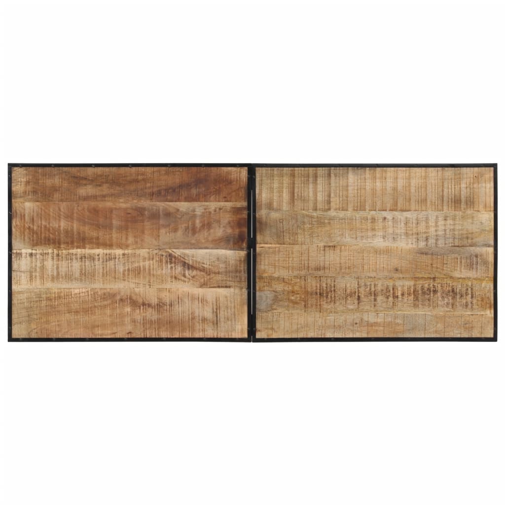 Ensemble De Bar 7 Pcs Bois De Manguier Brut Massif Et Métal