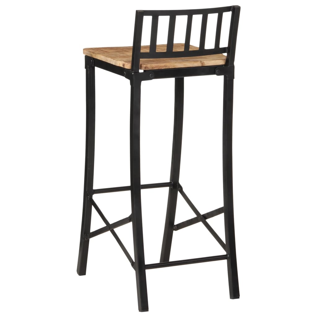 Ensemble De Bar 5 Pcs Bois De Manguier Brut Massif Et Métal