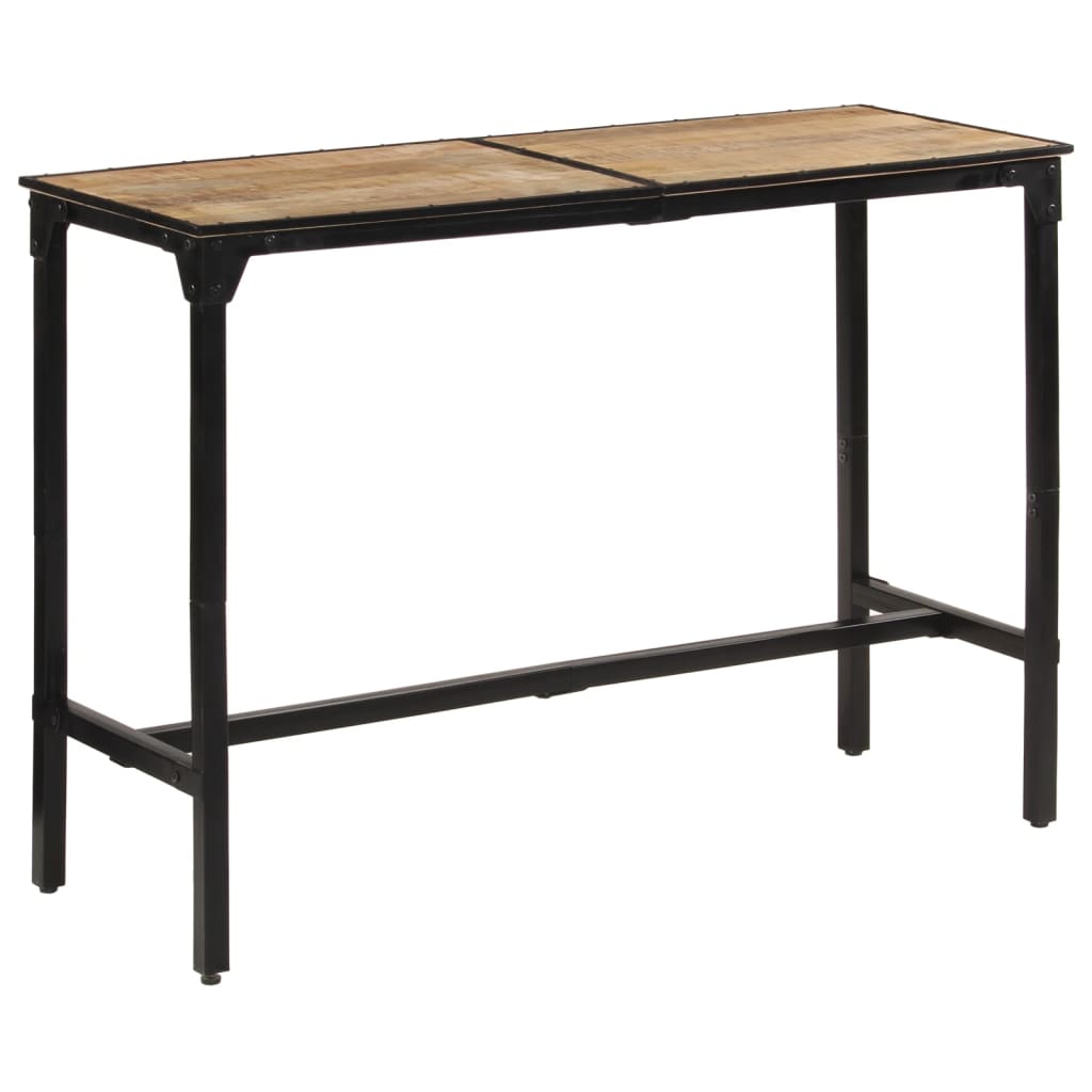 Ensemble De Bar 5 Pcs Bois De Manguier Brut Massif Et Métal