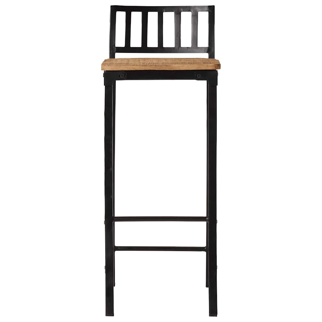 Ensemble De Bar 3 Pcs Bois De Manguier Brut Massif Et Métal