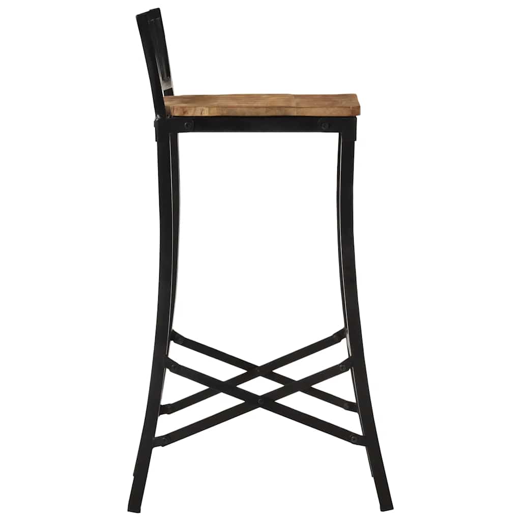 Ensemble De Bar 3 Pcs Bois De Manguier Brut Massif Et Métal