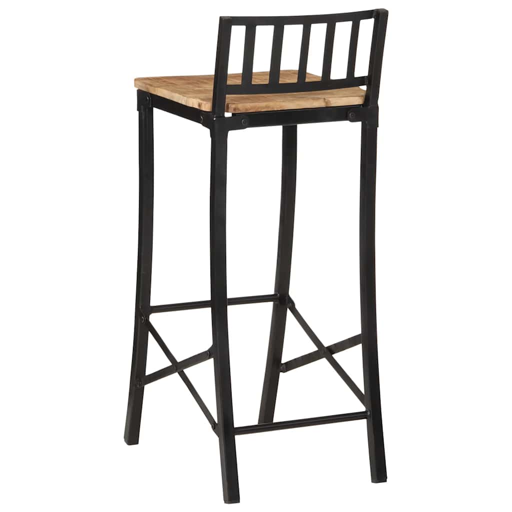 Ensemble De Bar 3 Pcs Bois De Manguier Brut Massif Et Métal