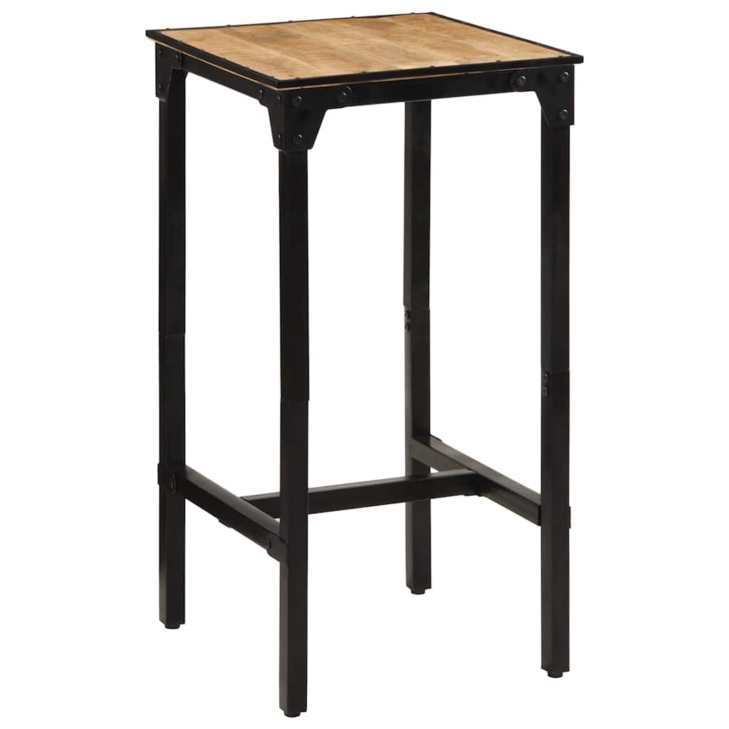 Ensemble De Bar 3 Pcs Bois De Manguier Brut Massif Et Métal