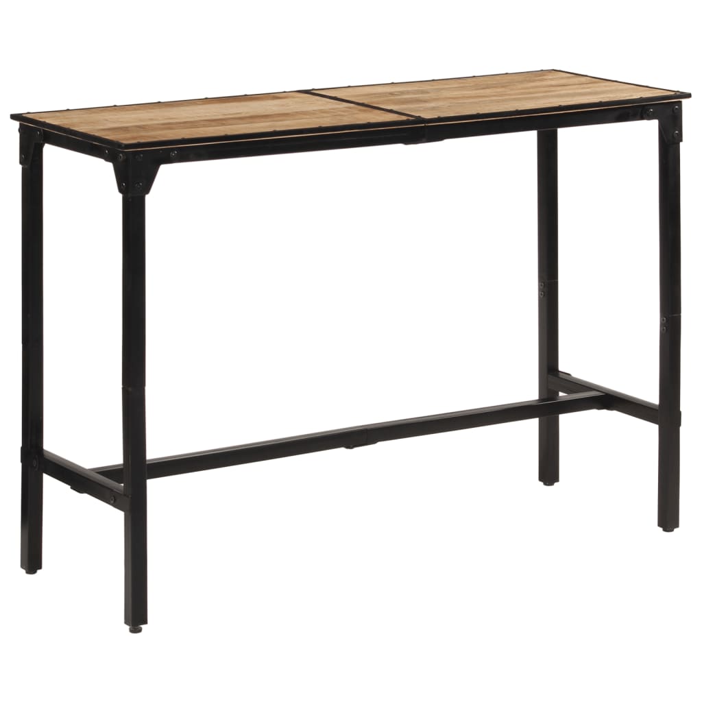 Ensemble De Bar 7 Pcs Bois De Manguier Brut Massif Et Métal