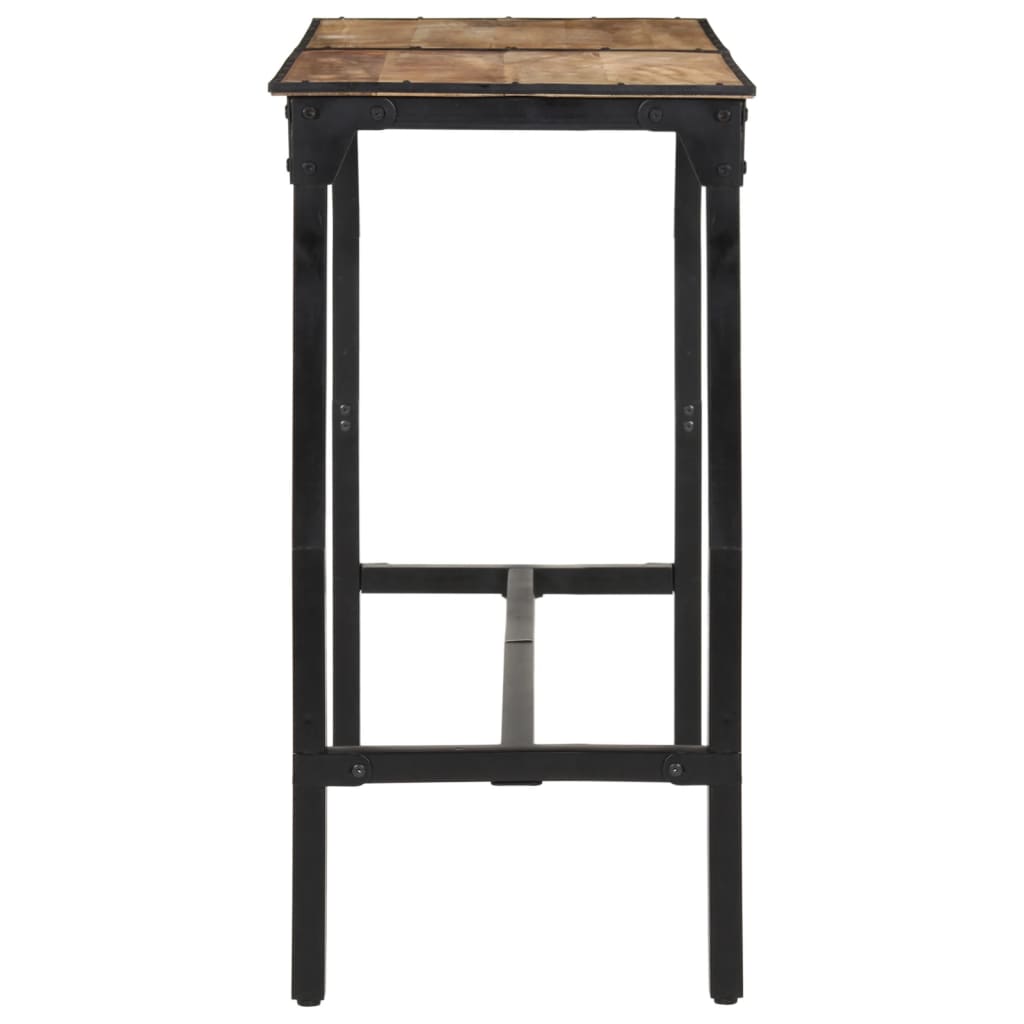 Ensemble De Bar 7 Pcs Bois De Manguier Brut Massif Et Métal