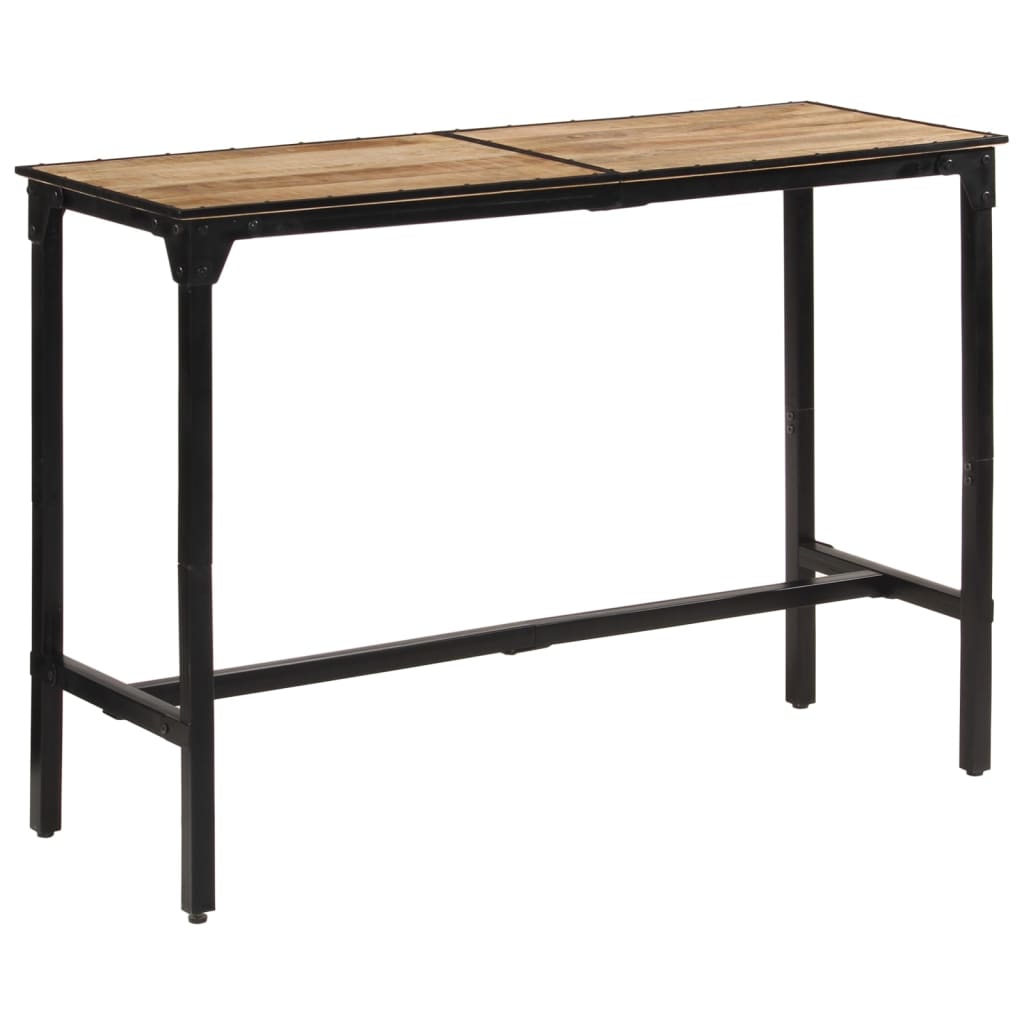 Ensemble De Bar 7 Pcs Bois De Manguier Brut Massif Et Métal