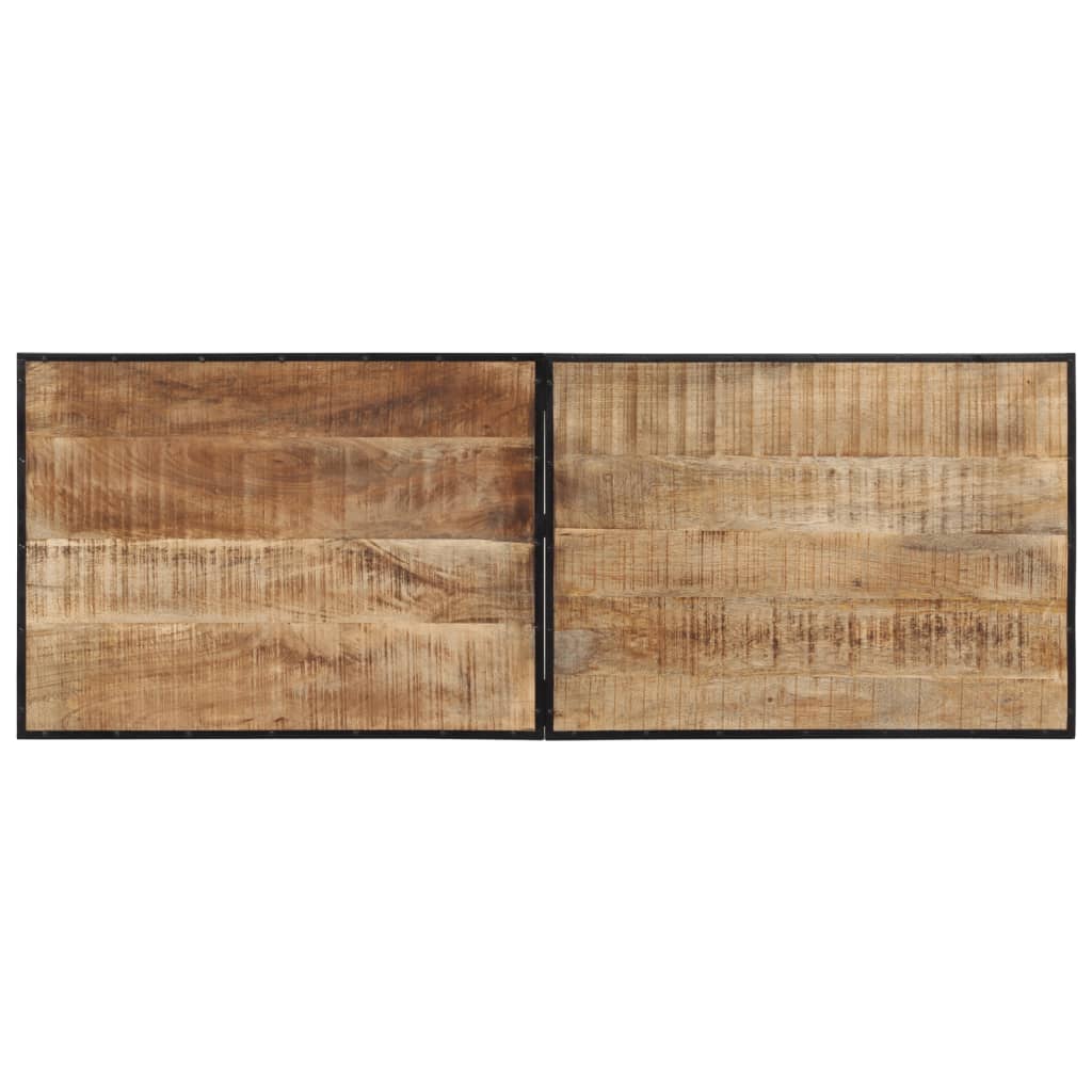 Ensemble De Bar 7 Pcs Bois De Manguier Brut Massif Et Métal