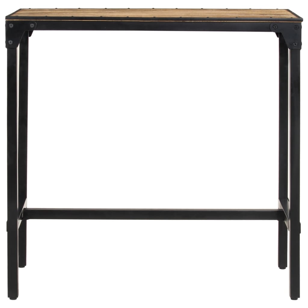Ensemble De Bar 5 Pcs Bois De Manguier Brut Massif Et Métal