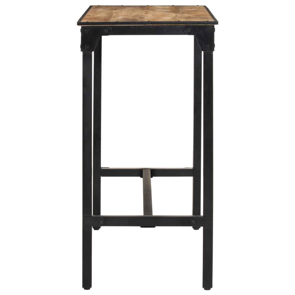 Ensemble De Bar 5 Pcs Bois De Manguier Brut Massif Et Métal