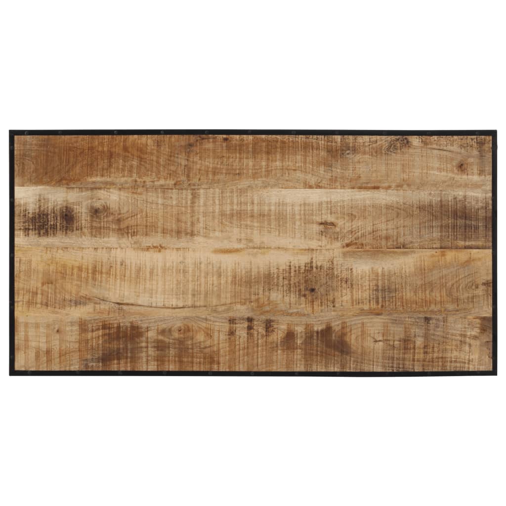 Ensemble De Bar 5 Pcs Bois De Manguier Brut Massif Et Métal