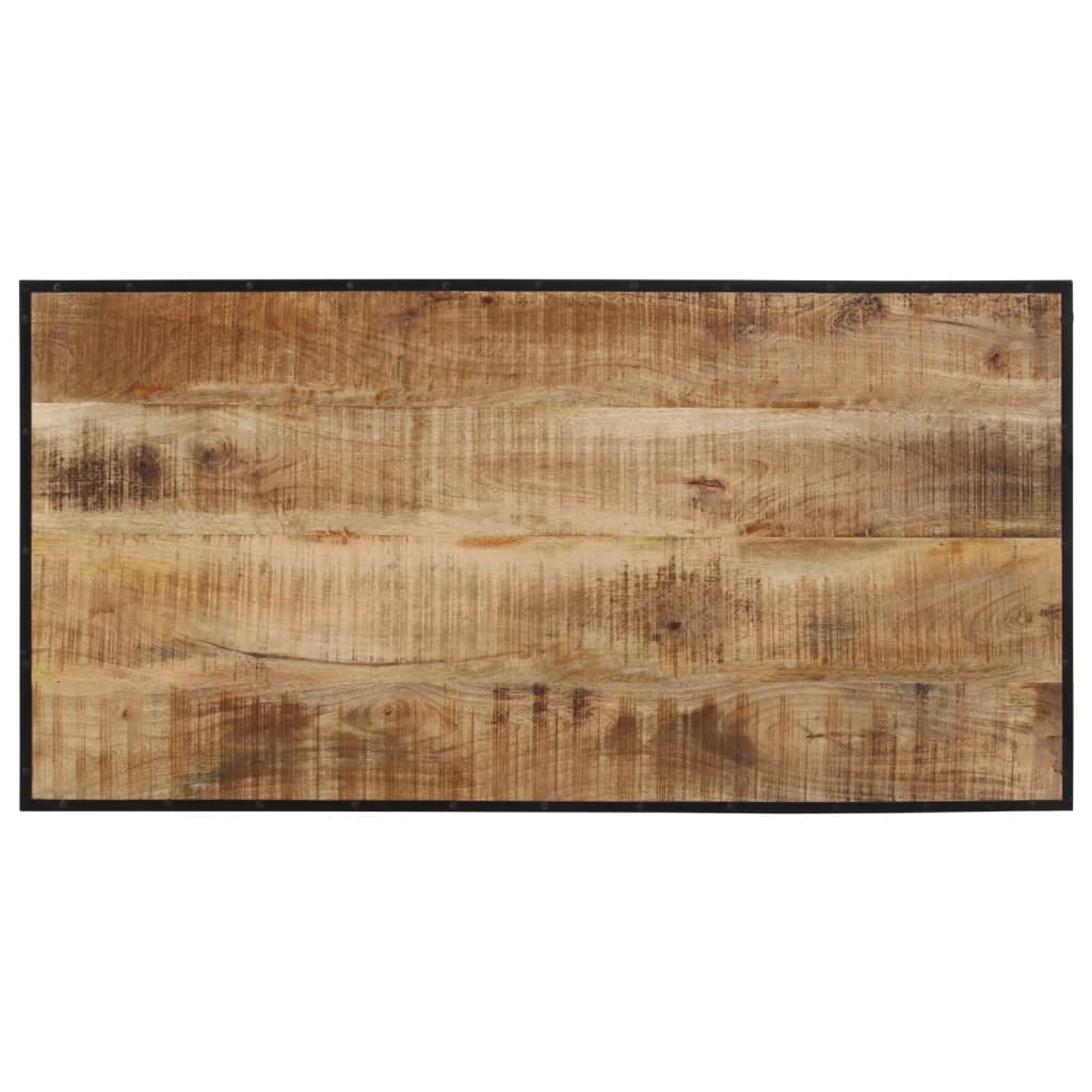 Ensemble De Bar 5 Pcs Bois De Manguier Brut Massif Et Métal