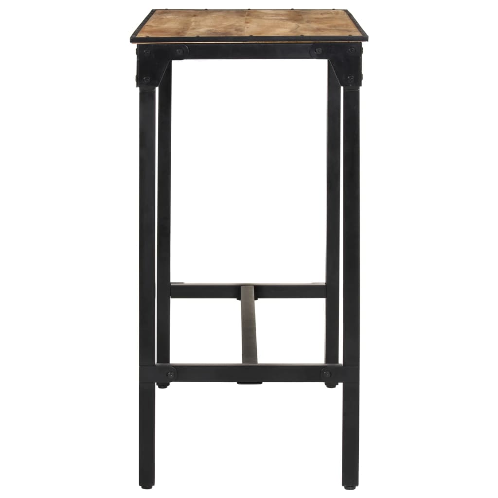 Ensemble De Bar 5 Pcs Bois De Manguier Brut Massif Et Métal