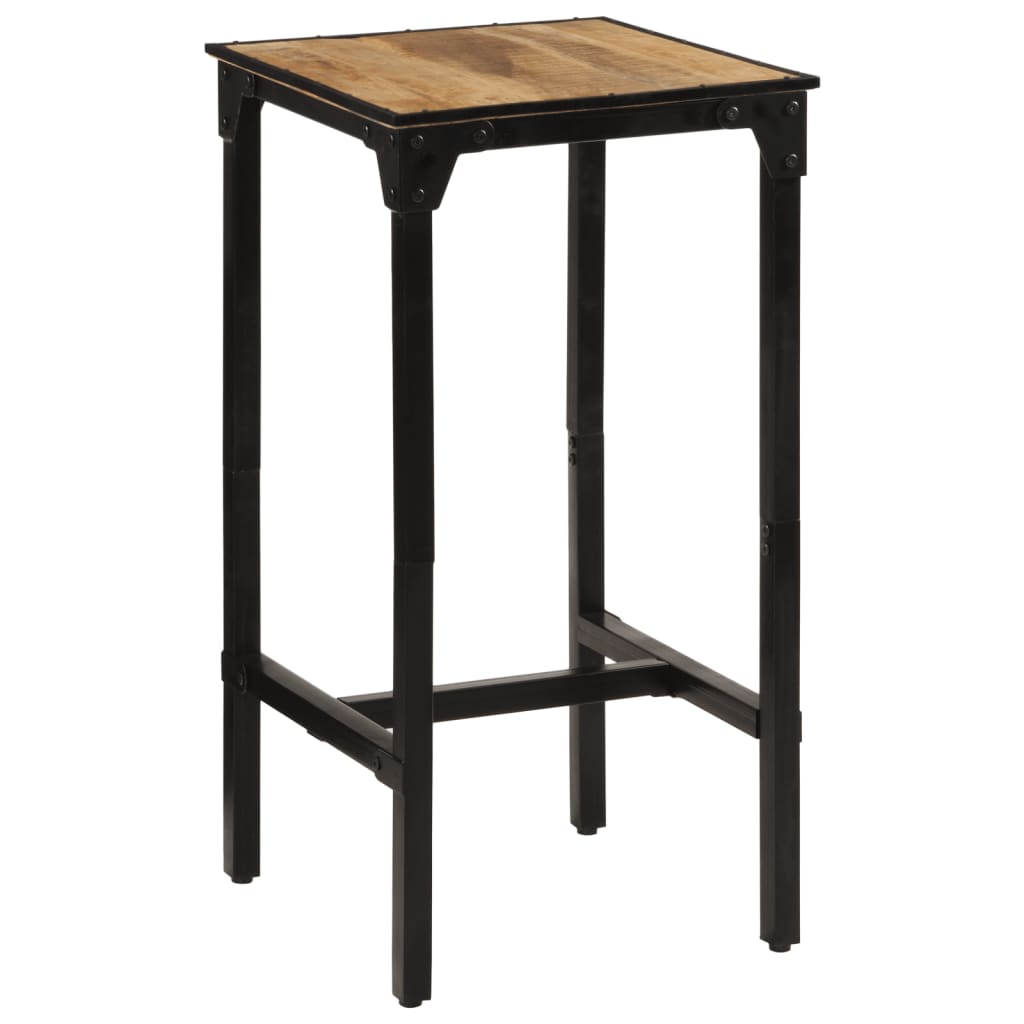 Ensemble De Bar 3 Pcs Bois De Manguier Brut Massif Et Métal