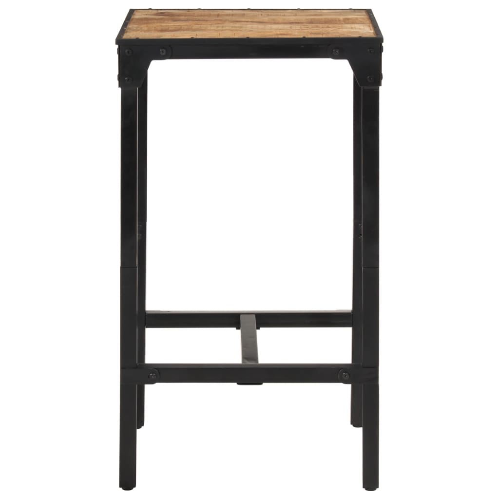 Ensemble De Bar 3 Pcs Bois De Manguier Brut Massif Et Métal