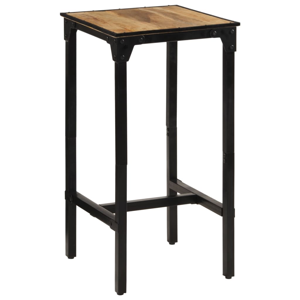 Ensemble De Bar 3 Pcs Bois De Manguier Brut Massif Et Métal