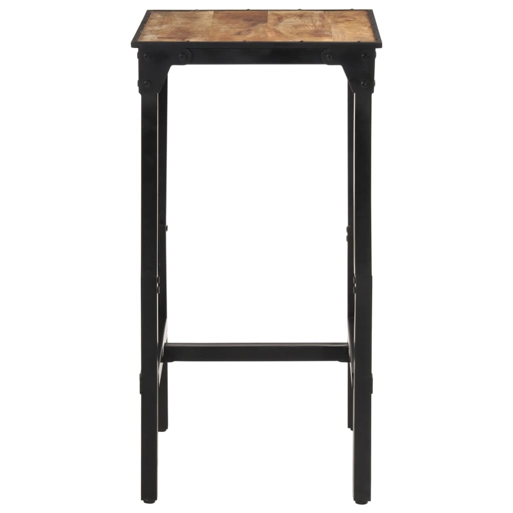 Ensemble De Bar 3 Pcs Bois De Manguier Brut Massif Et Métal