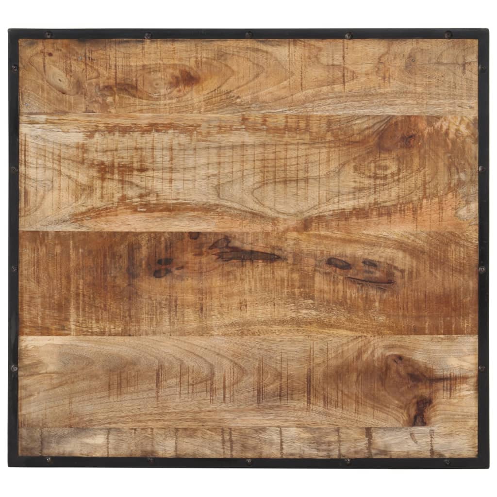 Ensemble De Bar 3 Pcs Bois De Manguier Brut Massif Et Métal