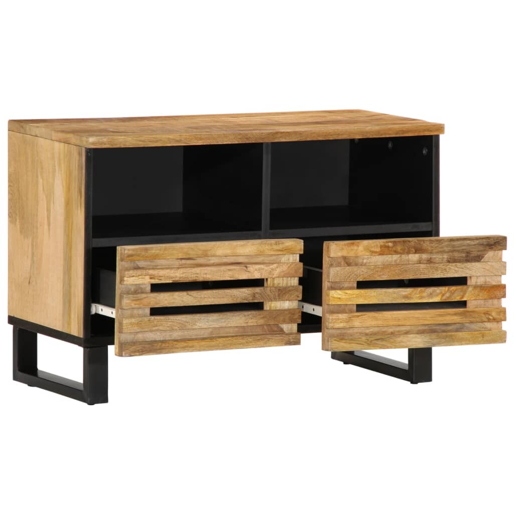 Meuble Tv 70X34X46 Cm Bois Massif De Manguier Brut