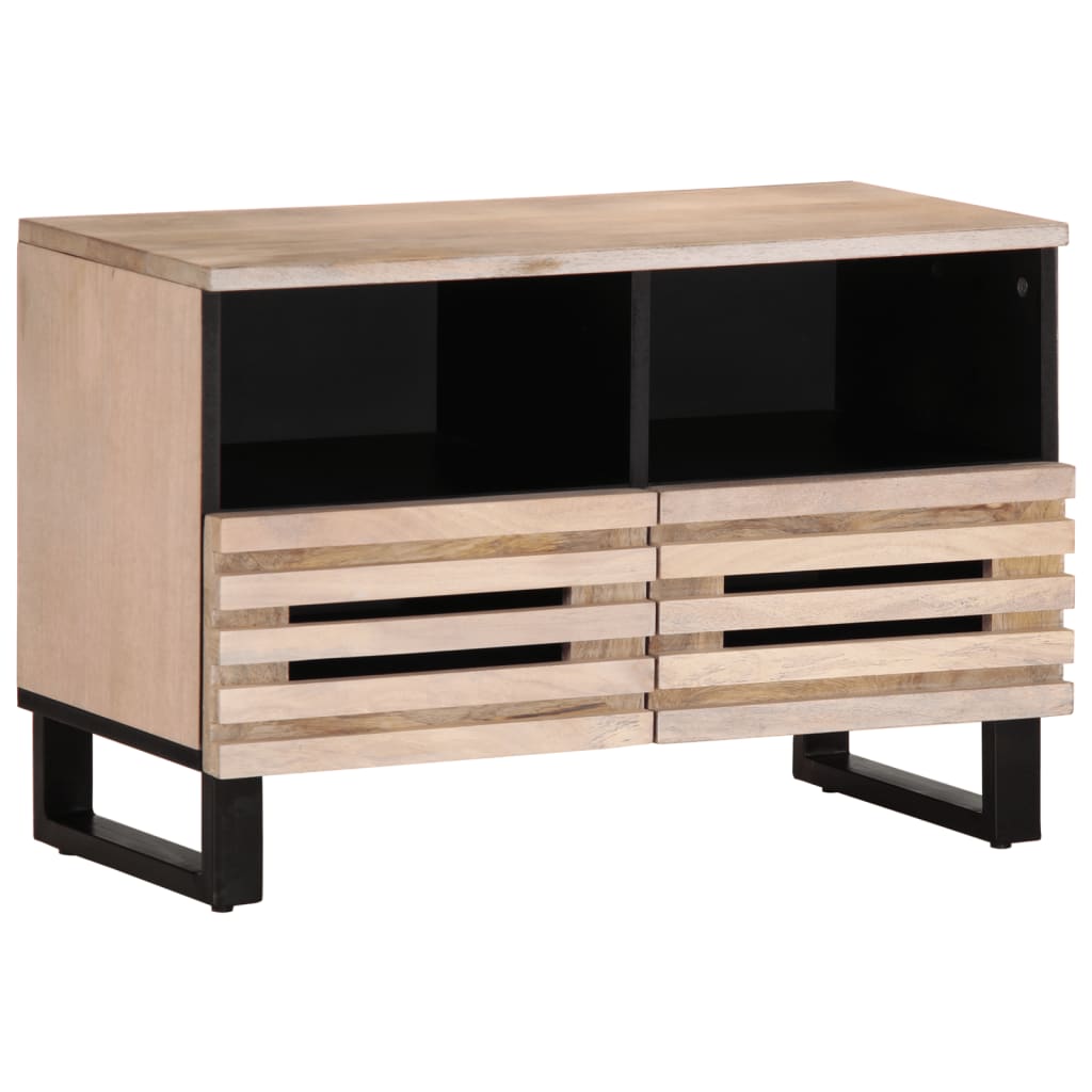 Meuble Tv 70X34X46 Cm Bois Massif De Manguier Brut