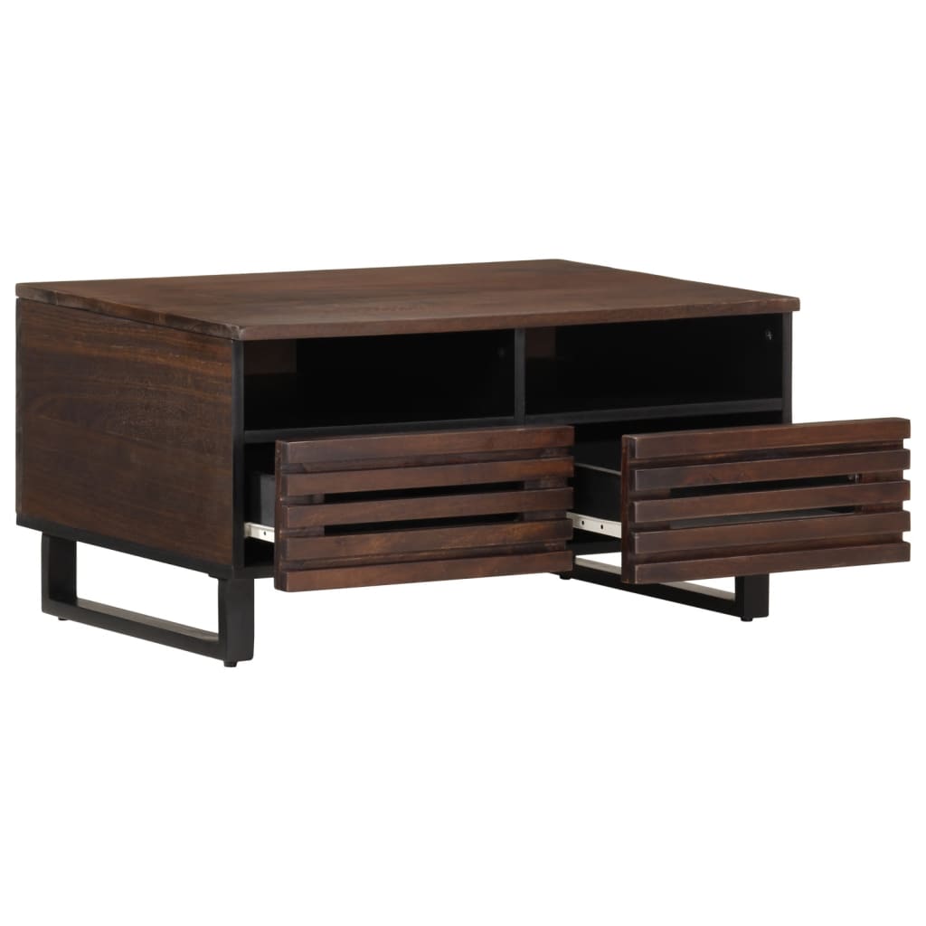Table Basse Marron 80X55X40 Cm Bois De Massif Manguier