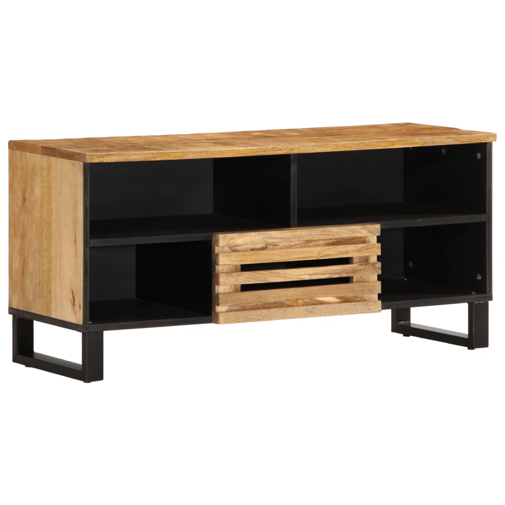 Meuble Tv 100X34X46 Cm Bois Massif De Manguier Brut