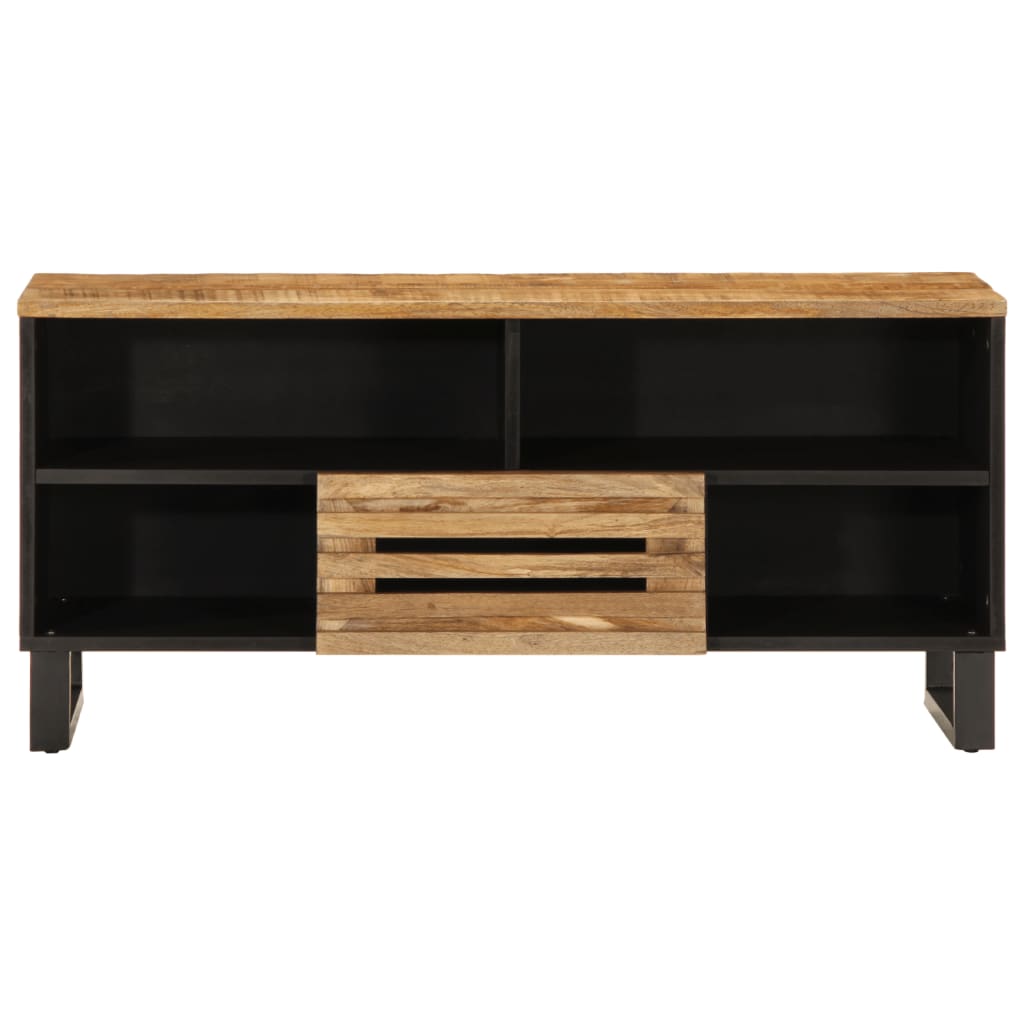 Meuble Tv 100X34X46 Cm Bois Massif De Manguier Brut