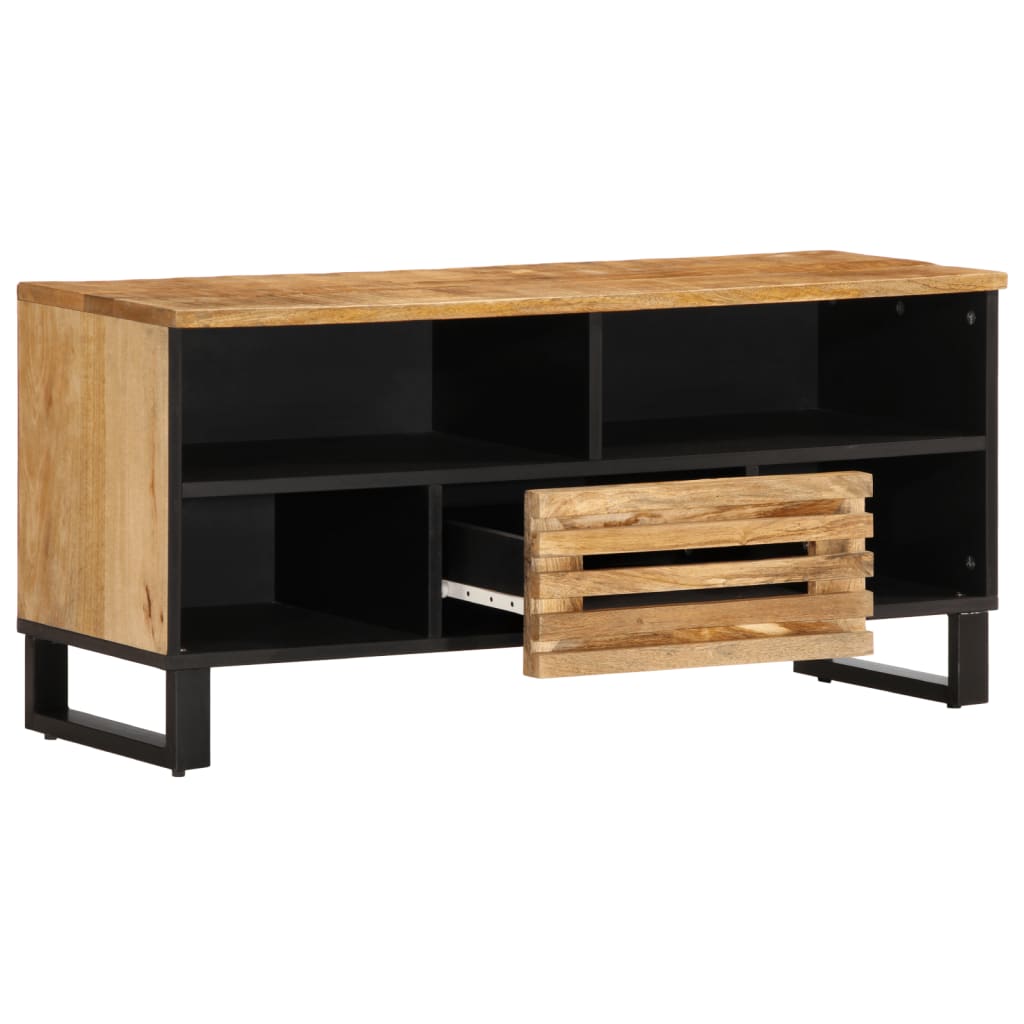 Meuble Tv 100X34X46 Cm Bois Massif De Manguier Brut