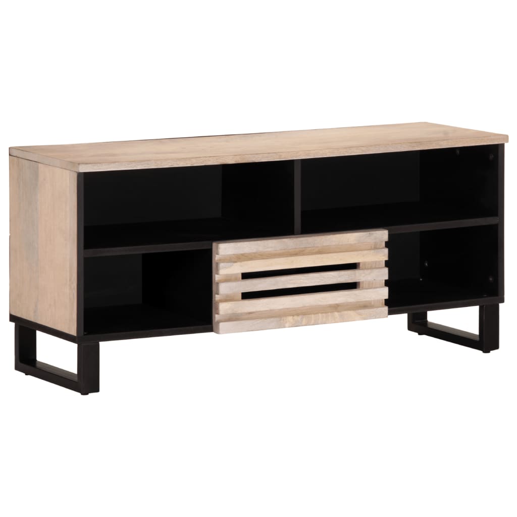 Meuble Tv 100X34X46 Cm Bois Massif De Manguier Brut