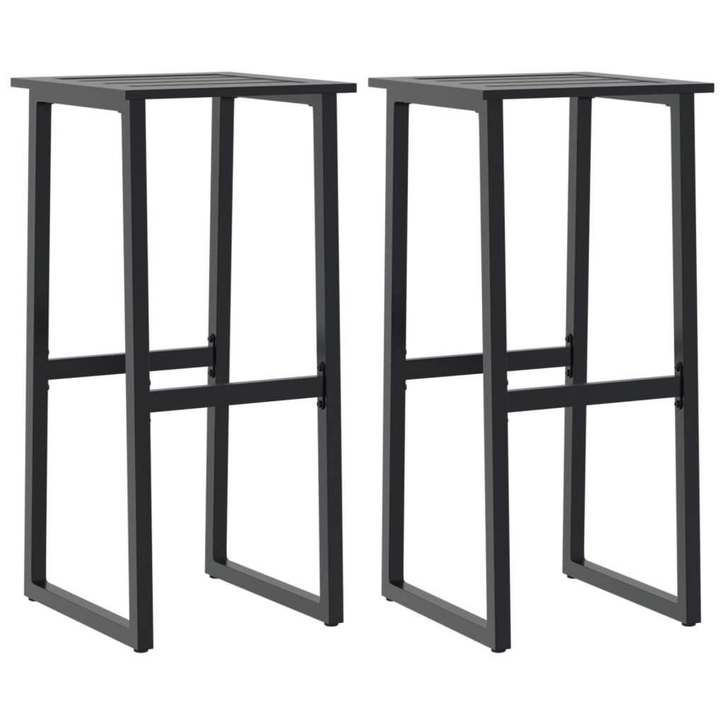 Tabourets De Bar Lot De 2 Noir Acier Enduit De Poudre