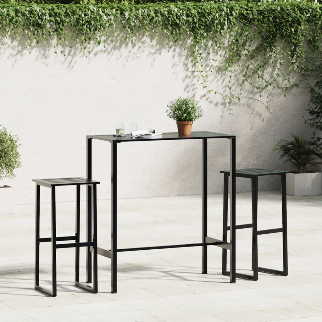 Tabourets De Bar Lot De 2 Noir Acier Enduit De Poudre