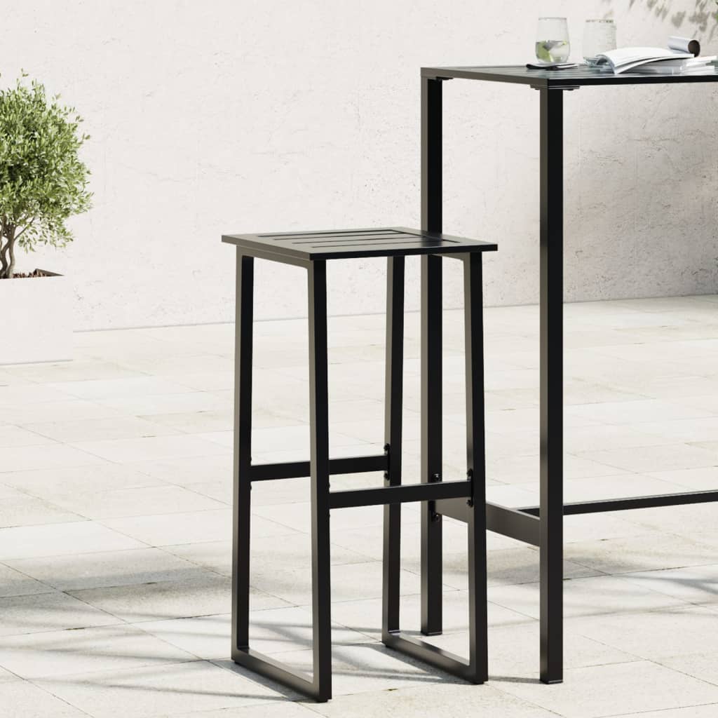 Tabourets De Bar Lot De 2 Noir Acier Enduit De Poudre
