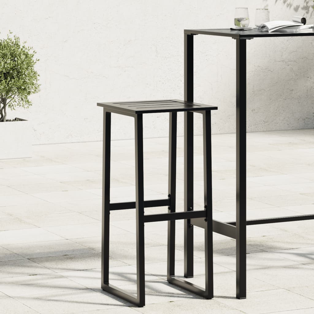 Tabourets De Bar Lot De 2 Noir Acier Enduit De Poudre