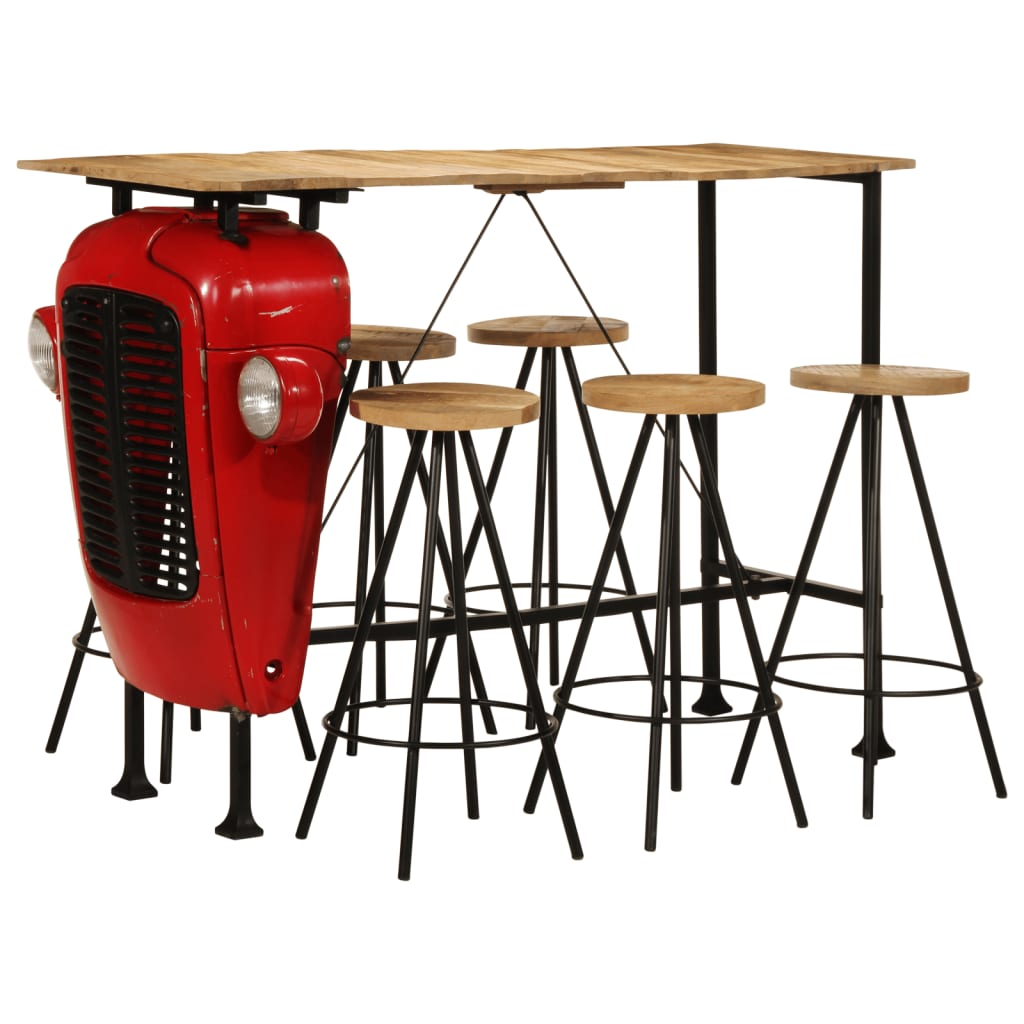 Ensemble De Bar 7 Pcs Bois De Manguier Massif