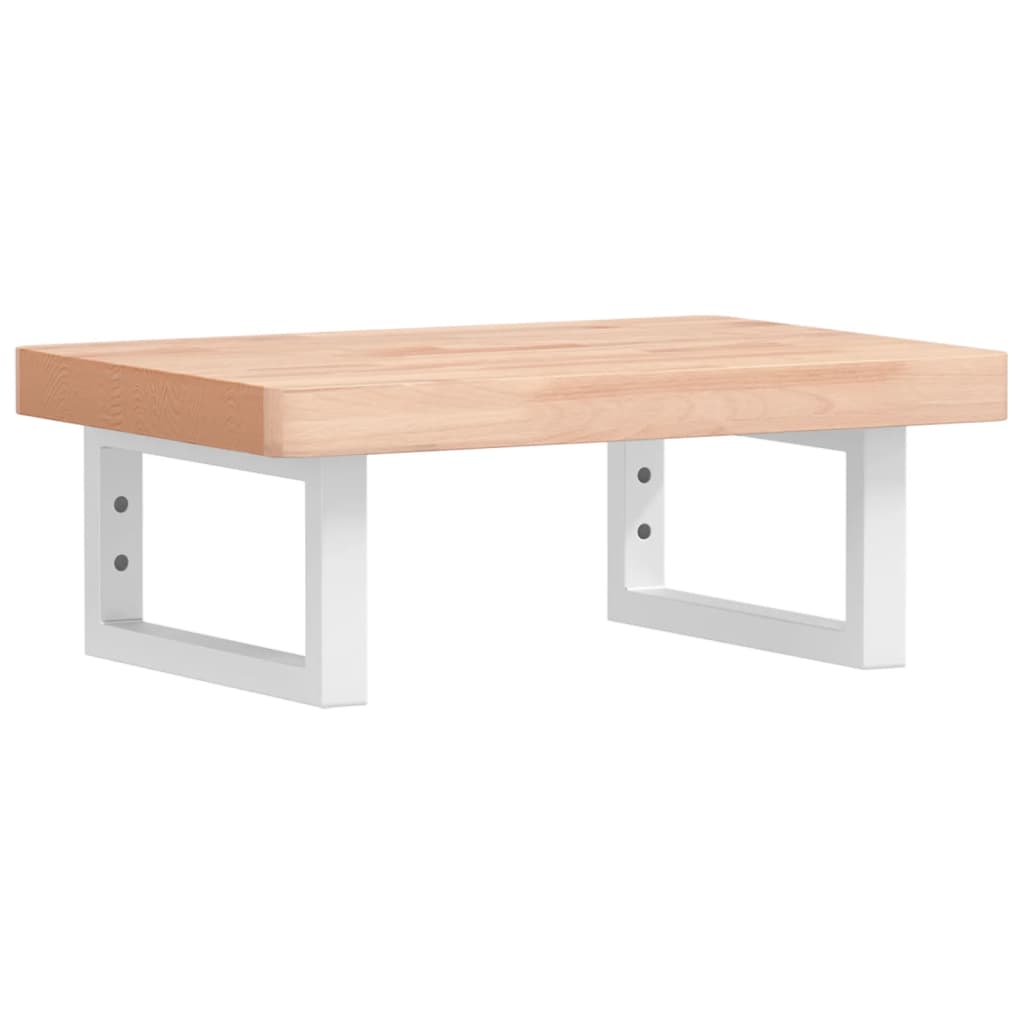 Étagère De Vasque Murale Acier Et Bois Massif De Hêtre