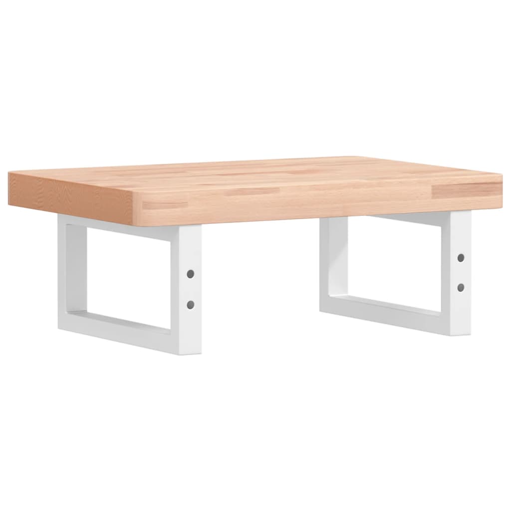 Étagère De Vasque Murale Acier Et Bois Massif De Hêtre