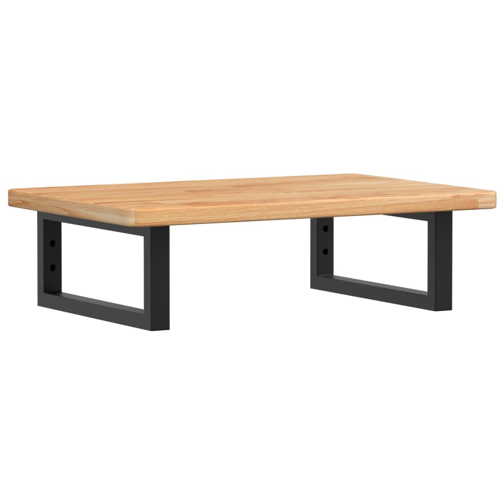 Étagère De Vasque Murale Acier Et Bois De Chêne Massif Marron Clair Et Noir