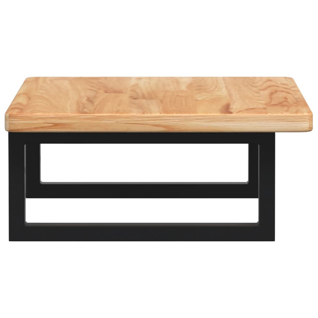 Étagère De Vasque Murale Acier Et Bois De Chêne Massif Marron Clair Et Noir