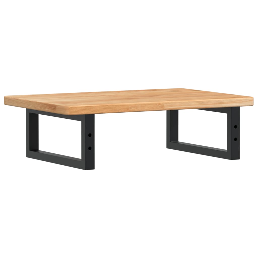 Étagère De Vasque Murale Acier Et Bois De Chêne Massif Marron Clair Et Noir