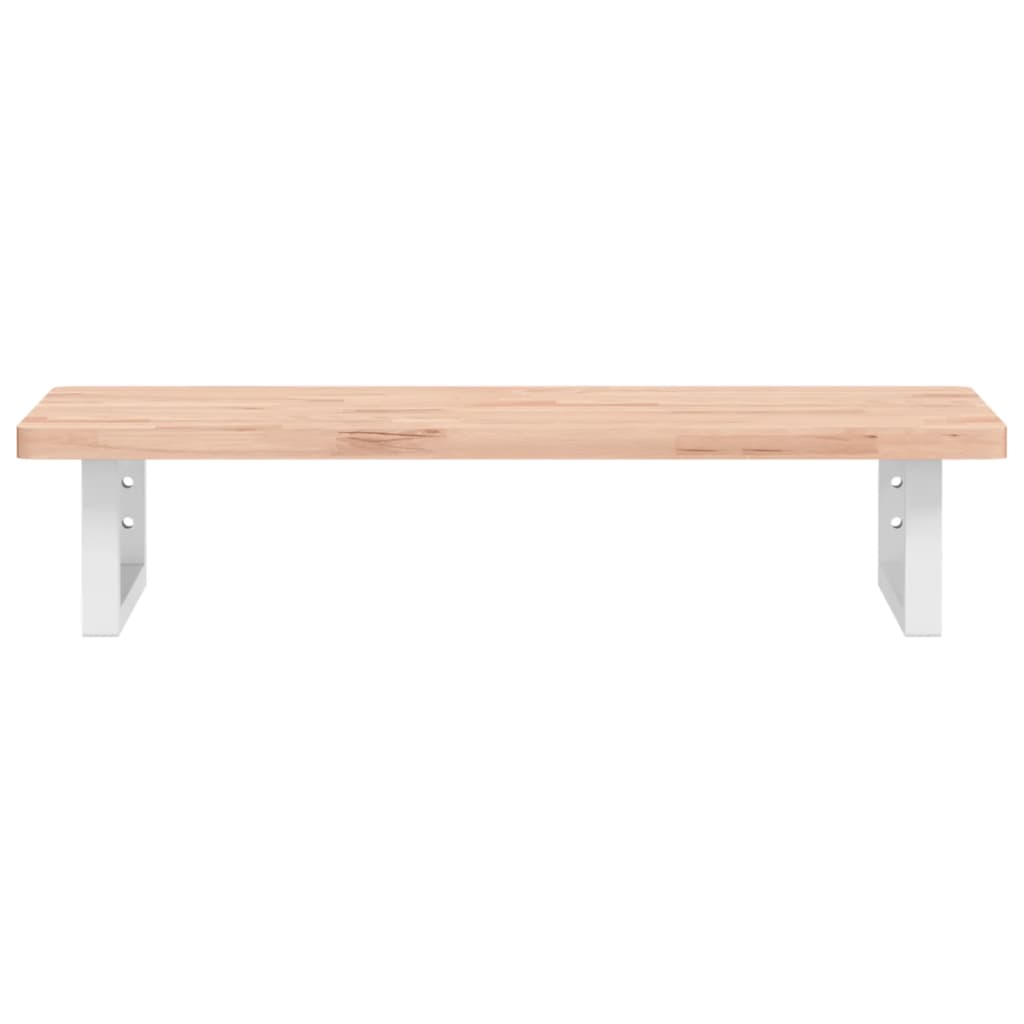 Étagère De Vasque Murale Acier Et Bois Massif De Hêtre Marron Et Blanc